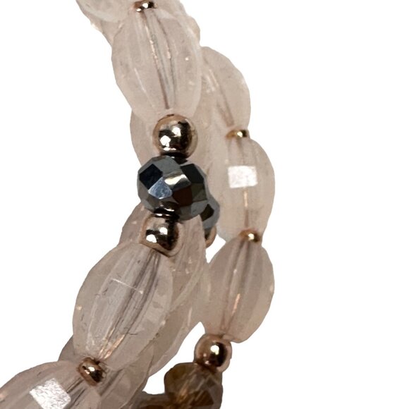 NY & Co Beaded Coiled Bracelet Stacked Pink Silver NWT - Picture 7 of 8